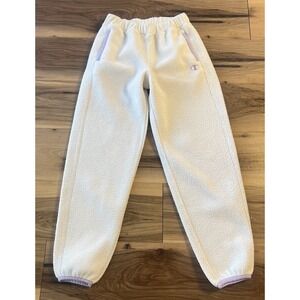 Champion Fleece Sherpa Sweatpants Womens XS White Ivory Comfort Retro Rare Y2K